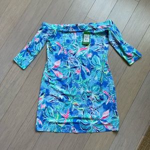 -Lilly Pulitzer Laurana dress Bennet blue/Celestial seas…off shoulders